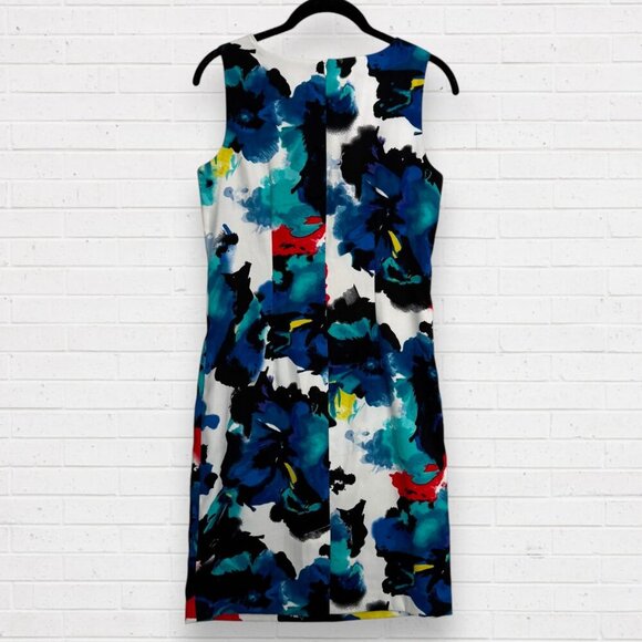 MARIO SERRANI Abstract Print Sleeveless Multicolor Sheath Dress Women's 2 - Picture 2 of 5